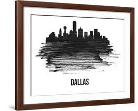 Dallas Skyline Brush Stroke - Black II-NaxArt-Framed Art Print