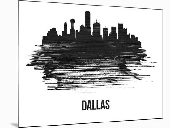 Dallas Skyline Brush Stroke - Black II-NaxArt-Mounted Art Print