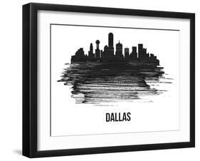 Dallas Skyline Brush Stroke - Black II-NaxArt-Framed Art Print