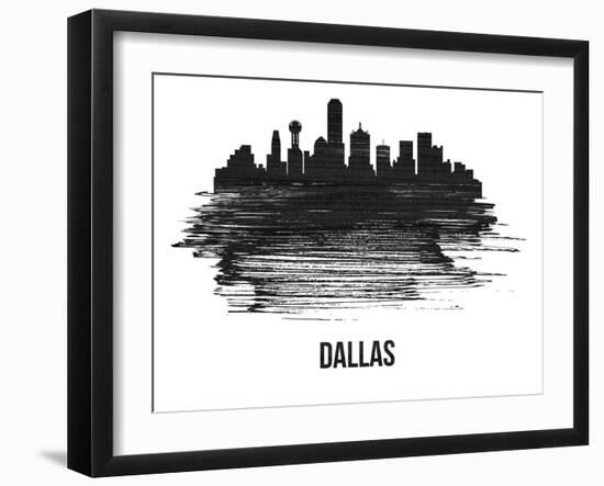 Dallas Skyline Brush Stroke - Black II-NaxArt-Framed Art Print