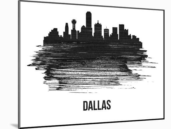 Dallas Skyline Brush Stroke - Black II-NaxArt-Mounted Art Print