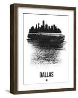 Dallas Skyline Brush Stroke - Black-NaxArt-Framed Art Print