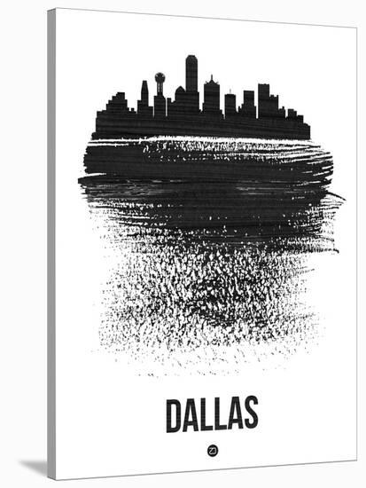 Dallas Skyline Brush Stroke - Black-NaxArt-Stretched Canvas