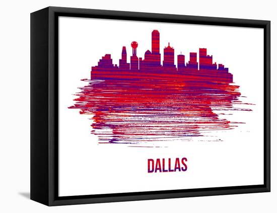 Dallas Skyline Brush Stroke - Red-NaxArt-Framed Stretched Canvas