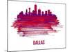 Dallas Skyline Brush Stroke - Red-NaxArt-Mounted Art Print