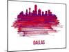 Dallas Skyline Brush Stroke - Red-NaxArt-Mounted Art Print