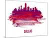 Dallas Skyline Brush Stroke - Red-NaxArt-Mounted Art Print