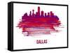 Dallas Skyline Brush Stroke - Red-NaxArt-Framed Stretched Canvas