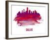 Dallas Skyline Brush Stroke - Red-NaxArt-Framed Art Print