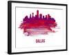 Dallas Skyline Brush Stroke - Red-NaxArt-Framed Art Print