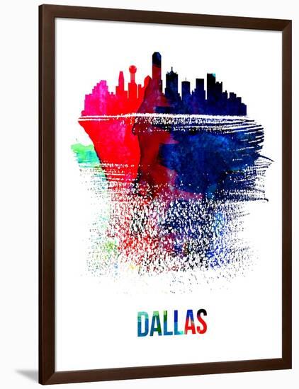 Dallas Skyline Brush Stroke - Watercolor-NaxArt-Framed Art Print