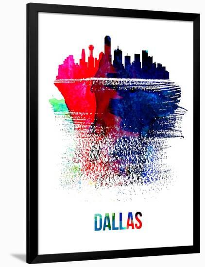 Dallas Skyline Brush Stroke - Watercolor-NaxArt-Framed Art Print