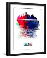 Dallas Skyline Brush Stroke - Watercolor-NaxArt-Framed Art Print