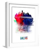 Dallas Skyline Brush Stroke - Watercolor-NaxArt-Framed Art Print