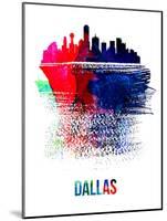 Dallas Skyline Brush Stroke - Watercolor-NaxArt-Mounted Art Print