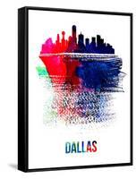 Dallas Skyline Brush Stroke - Watercolor-NaxArt-Framed Stretched Canvas