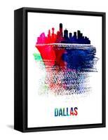 Dallas Skyline Brush Stroke - Watercolor-NaxArt-Framed Stretched Canvas