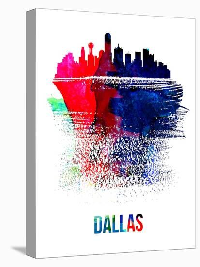 Dallas Skyline Brush Stroke - Watercolor-NaxArt-Stretched Canvas