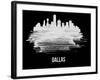 Dallas Skyline Brush Stroke - White-NaxArt-Framed Art Print