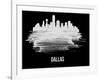 Dallas Skyline Brush Stroke - White-NaxArt-Framed Art Print