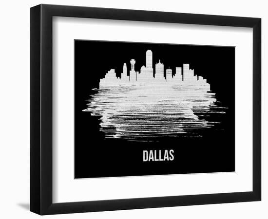 Dallas Skyline Brush Stroke - White-NaxArt-Framed Art Print