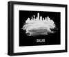 Dallas Skyline Brush Stroke - White-NaxArt-Framed Art Print