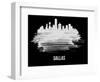 Dallas Skyline Brush Stroke - White-NaxArt-Framed Art Print