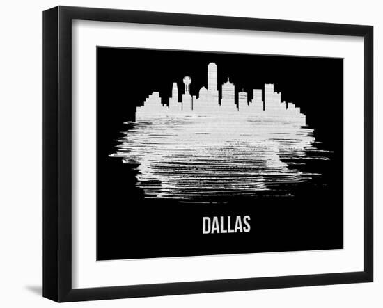 Dallas Skyline Brush Stroke - White-NaxArt-Framed Art Print