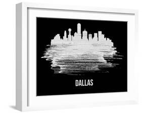 Dallas Skyline Brush Stroke - White-NaxArt-Framed Art Print