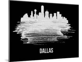 Dallas Skyline Brush Stroke - White-NaxArt-Mounted Art Print
