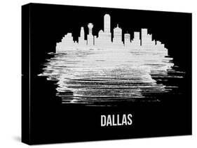 Dallas Skyline Brush Stroke - White-NaxArt-Stretched Canvas