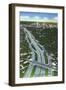 Dallas, Texas - Aerial View of the New Express Highway Through the City, c.1941-Lantern Press-Framed Art Print