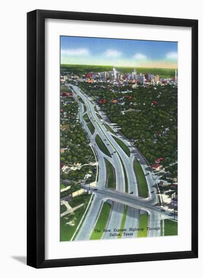 Dallas, Texas - Aerial View of the New Express Highway Through the City, c.1941-Lantern Press-Framed Art Print