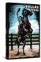 Dallas, Texas - Bronco - Scratchboard-Lantern Press-Stretched Canvas