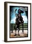 Dallas, Texas - Bronco - Scratchboard-Lantern Press-Framed Art Print