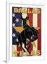 Dallas, Texas - Cowboy and Bucking Bronco-Lantern Press-Framed Art Print