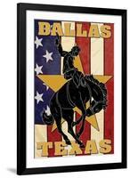 Dallas, Texas - Cowboy and Bucking Bronco-Lantern Press-Framed Art Print