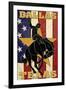 Dallas, Texas - Cowboy and Bucking Bronco-Lantern Press-Framed Art Print