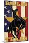 Dallas, Texas - Cowboy and Bucking Bronco-Lantern Press-Mounted Art Print