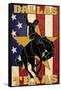 Dallas, Texas - Cowboy and Bucking Bronco-Lantern Press-Framed Stretched Canvas