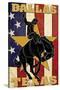 Dallas, Texas - Cowboy and Bucking Bronco-Lantern Press-Stretched Canvas