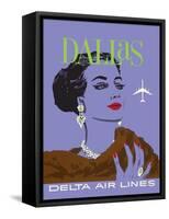 Dallas Texas - Delta Air Lines - Vintage Airline Travel Poster, 1960s-John Hardy-Framed Stretched Canvas