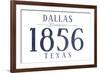 Dallas, Texas - Established Date (Blue)-Lantern Press-Framed Art Print