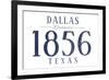 Dallas, Texas - Established Date (Blue)-Lantern Press-Framed Art Print