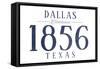 Dallas, Texas - Established Date (Blue)-Lantern Press-Framed Stretched Canvas