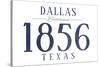 Dallas, Texas - Established Date (Blue)-Lantern Press-Stretched Canvas