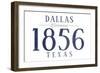 Dallas, Texas - Established Date (Blue)-Lantern Press-Framed Art Print