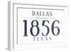 Dallas, Texas - Established Date (Blue)-Lantern Press-Framed Art Print