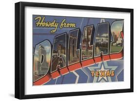 Dallas, Texas - Howdy From-Lantern Press-Framed Art Print