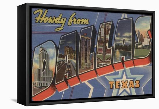 Dallas, Texas - Howdy From-Lantern Press-Framed Stretched Canvas